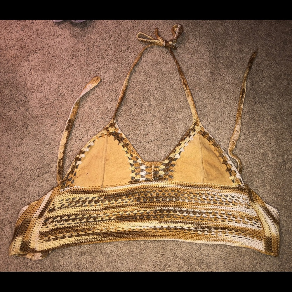 Crochet yellow crop top